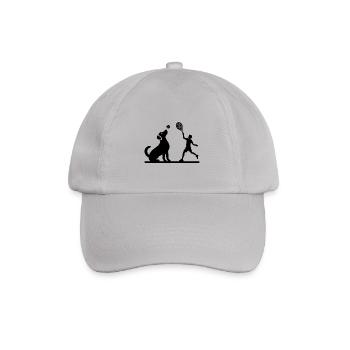 Hund und Herrchen Tennis Freunde Silhouette - Baseballkappe - Grau - Vorne