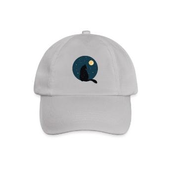 Black cat in front of moon. Gift idea - Baseball Cap - grey - Front