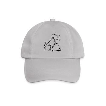Dog & Cat Outline Black - Baseball Cap - grey - Front