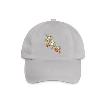 Strawberry branch with flowers illustration - Baseball Cap - grey - Front