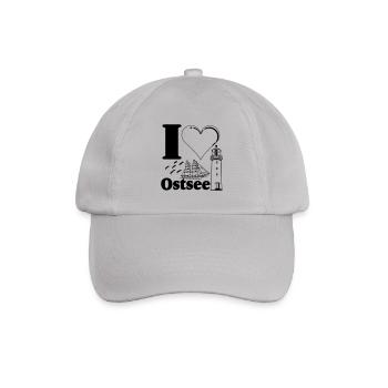 Ostsee , I Love Ostsee, Meer , Leuchturm ...(25) - Baseballkappe - Grau - Vorne