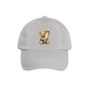 Teddy bear with school cone for school enrollment - Baseball Cap - grey - Front