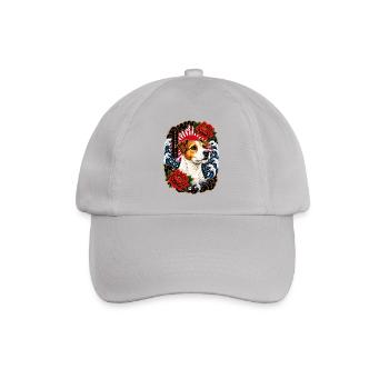 Jack Russell Terrier im Japan Tattoo Stil - Baseballkappe - Grau - Vorne