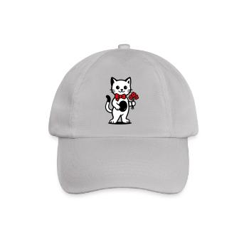 Kawaii cat lover with red ribbon - Baseball Cap - grey - Front