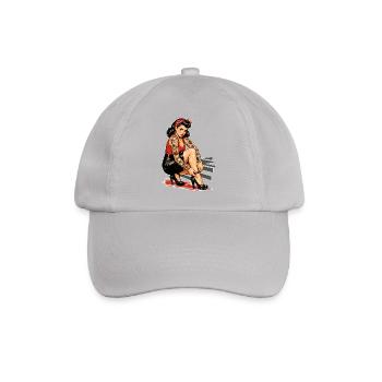 Tattoo Pin-Up: Retro Werbeprint & High Heels - Baseballkappe - Grau - Vorne