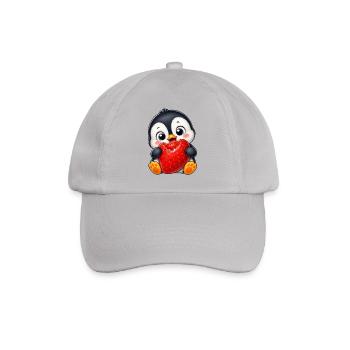 Cute Penguin with Strawberries Cartoon Summer - Baseball Cap - grey - Front