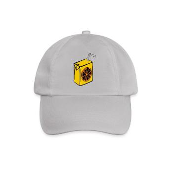 juice box cardboard one-way straw orange drinks - Baseball Cap - grey - Front