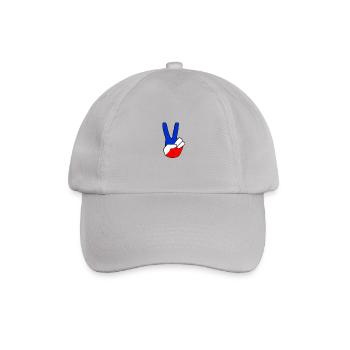 Peace & Love Kappe [Finger erhoben] - Baseballkappe - Grau - Vorne