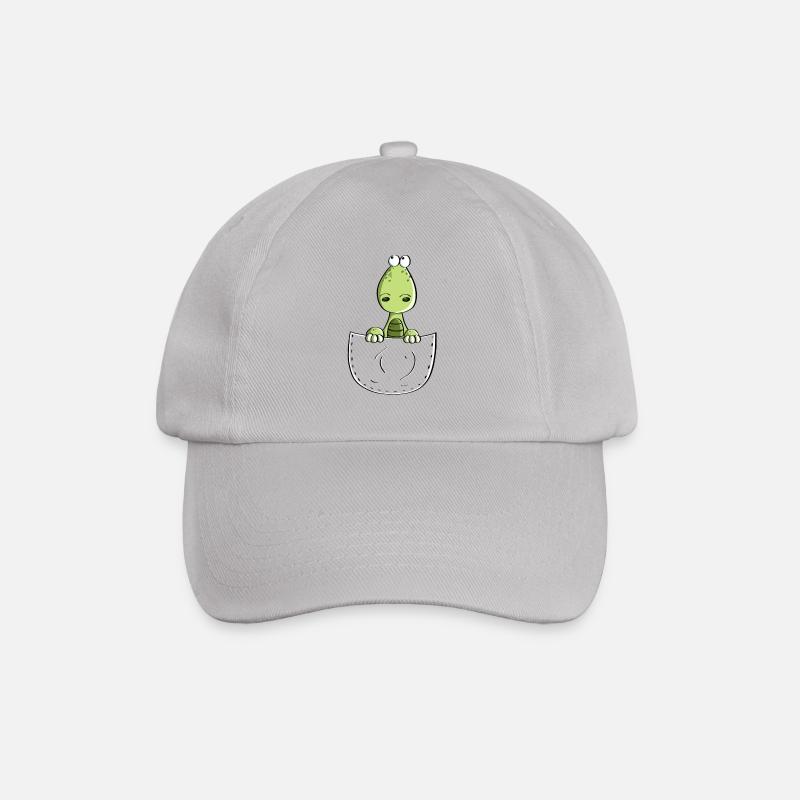 Kleiner Dino In Der Tasche - Poket - Dinosaurier - Baseballkappe - Grau