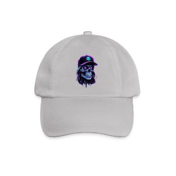 Lila Glow Totenkopf Hippie Mütze - Baseballkappe - Grau - Vorne