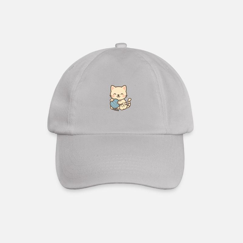 Chaton mignon avec pelote bleue - Casquette classique - bruyère