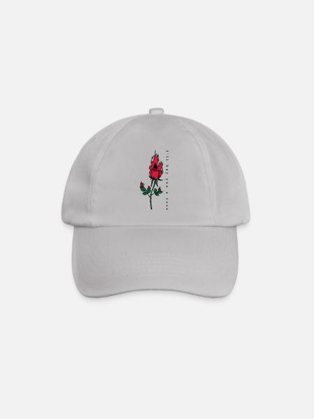 Burning Rose Print - Baseball Cap - grey