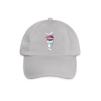 Cooler Hase Kaninchen mit Cap und Brille - Baseballkappe - Grau - Vorne