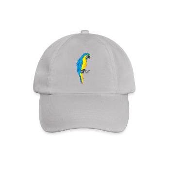Macaw parrot yellow, blue drawing - Baseball Cap - grey - Front