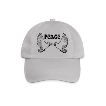 Zwei weiße Friedenstauben farbig Englisch PEACE - Baseballkappe - Grau - Vorne
