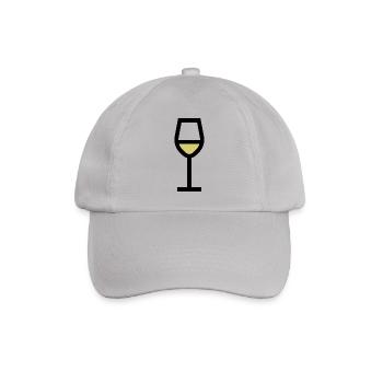 White wine glass, white wine - Baseball Cap - grey - Front