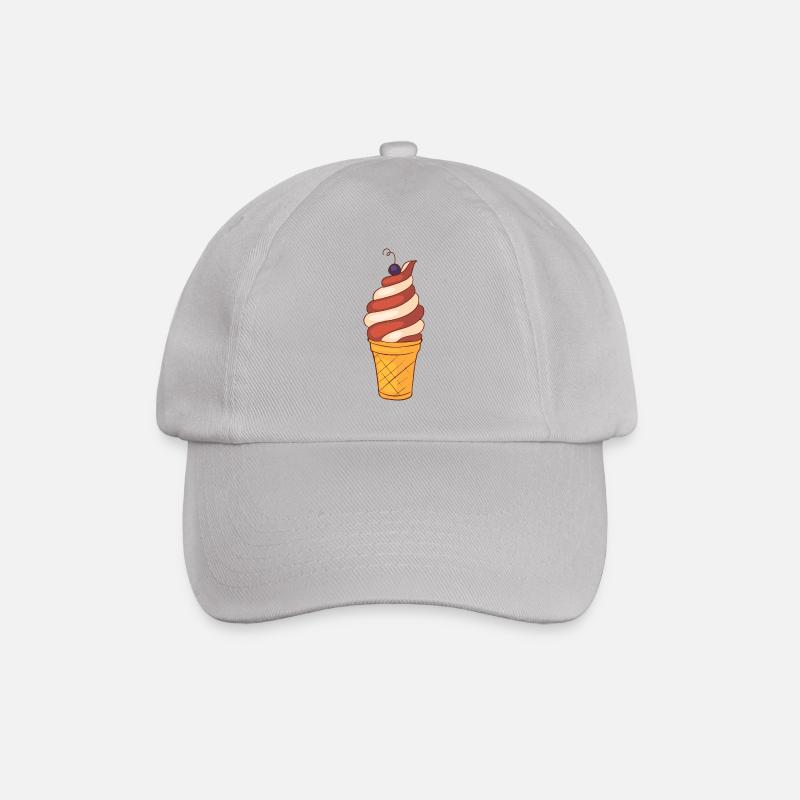 Eis Speiseeis Eiskrem Eiscreme Kugeleis Eisbecher - Baseballkappe - Grau