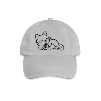chillin tea cat - Baseballkappe - Grau - Vorne