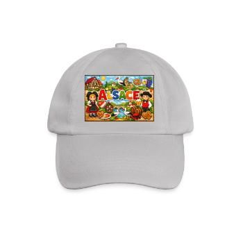 Alsace Colorful and Traditions chalkboard puzzle - Baseball Cap - grey - Front