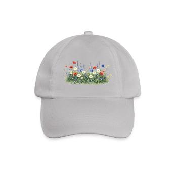 Bunte Wildblumenwiese mit Margeriten - Baseballkappe - Grau - Vorne