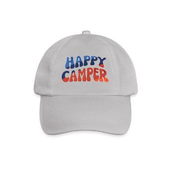 Happy Camper: Bunte Doodle Illustration - Baseballkappe - Grau - Vorne
