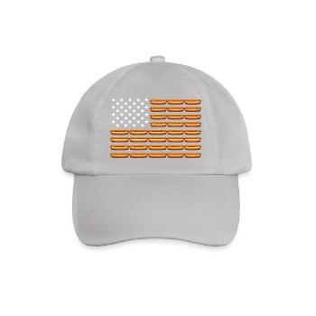 Hotdog mit amerikanischer Flagge zum 4. Juli – Lus - Baseballkappe - Grau - Vorne