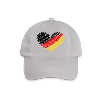 Deutschland Herz Deutschlandfahne - Baseballkappe - Grau - Vorne