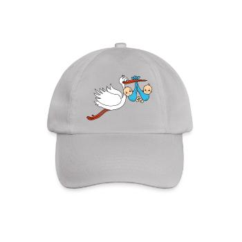 Storch Baby Zwillinge Babies Jungen2 - Baseballkappe - Grau - Vorne