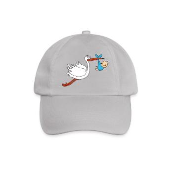 Storch Baby Junge Babies Schwanger - Baseballkappe - Grau - Vorne