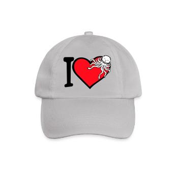Ich liebe Oktopus Herz I Love Herz Symbol Logo süß - Baseballkappe - Grau - Vorne
