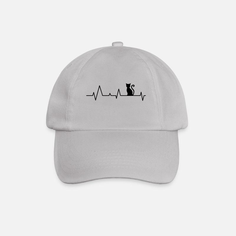 Schwarze Katze Herzschlag - Baseballkappe - Grau