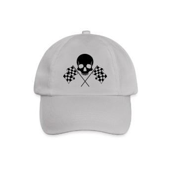 Skull Checkered Flags - Baseball Cap - grey - Front