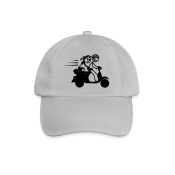 Scooter with boy and girl stickmen - Baseball Cap - grey - Front