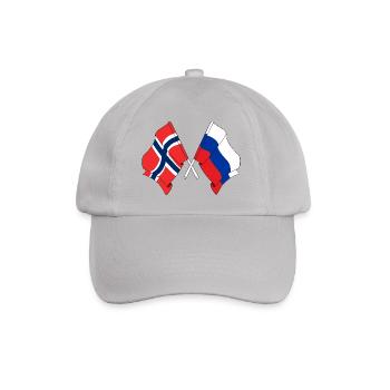 Flagge Norwegen, Flagge Russland - Baseballkappe - Grau - Vorne