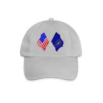 Flagge der USA und des Bundesstaates Indiana gekreuzt - Baseballkappe - Grau - Vorne