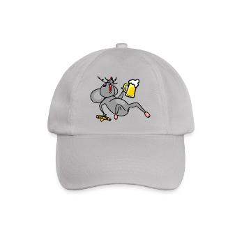 Mouse drunk with beer and cheese - Baseball Cap - grey - Front