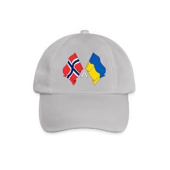 Flagge Norwegen, Flagge Ukraine - Baseballkappe - Grau - Vorne