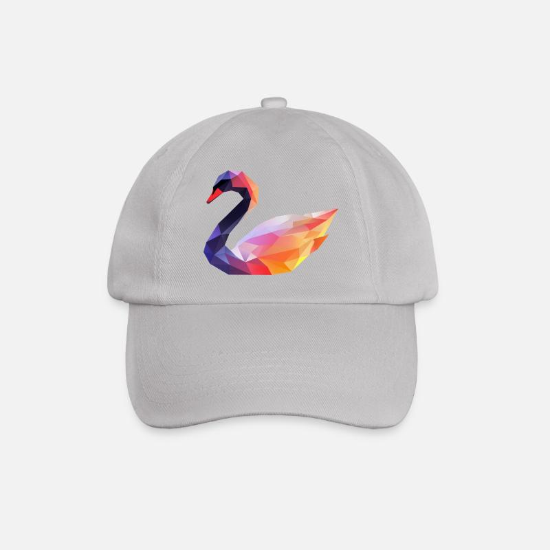 Colored Geometric Swan Logo - Baseball Cap - grey