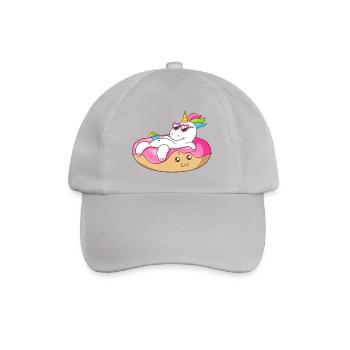 Einhorn Donut Idee Geburtstag Geschenk T-Shirt Fu - Baseballkappe - Grau - Vorne