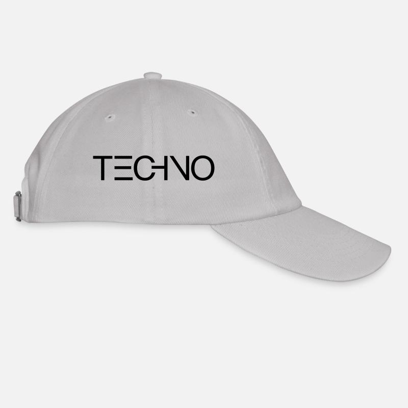 Techno Party Minimal Digital Logo Schrift Text - Baseballkappe - Grau