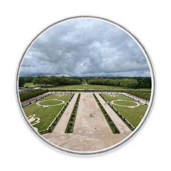 Jardin français du Château de Chambord - Magnet rond - blanc - Devant