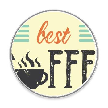 best coffee café Dear Friends Symbol icon Logo - Round  fridge magnet - white - Front