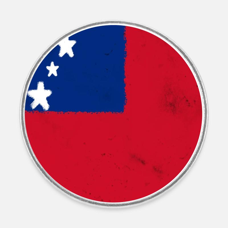 Flag of Samoa - Round  fridge magnet - white