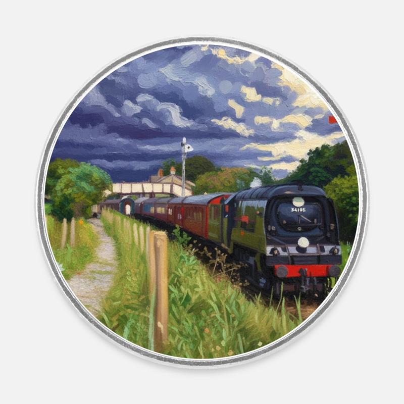 Heritage Express in Green Valley - Round  fridge magnet - white