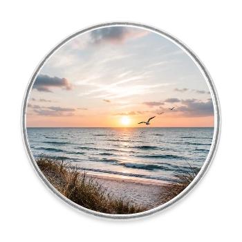 Sunset on the dune beach - Round  fridge magnet - white - Front