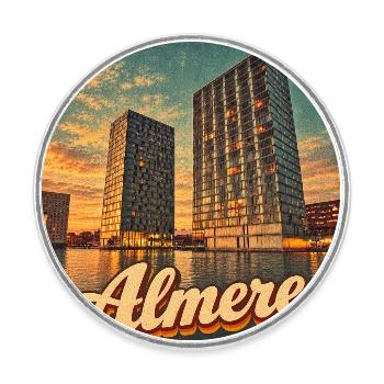 MEINE STADT - Runder Kühlschrankmagnet - Weiß - Vorne