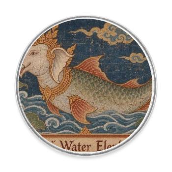 Thailändischer Wasserelefant (Chang Nam) - Runder Kühlschrankmagnet - Weiß - Vorne