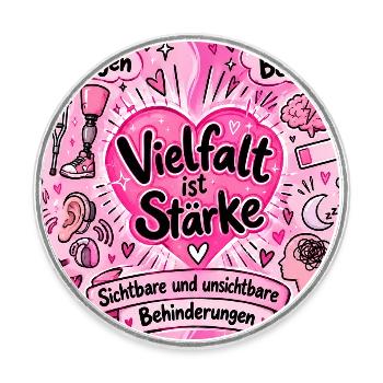 Vielfalt ist Stärke Herzdesign - Runder Kühlschrankmagnet - Weiß - Vorne