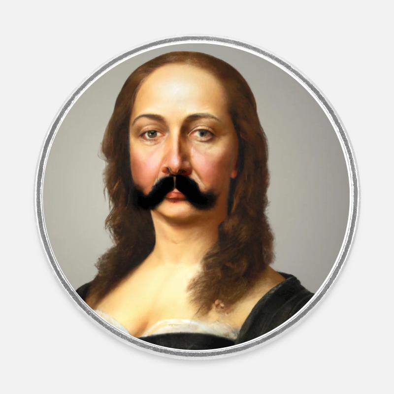Mona lisa avec une moustache! - Magnet rond - blanc