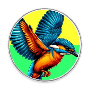 martin-pêcheur - Magnet rond - blanc - Devant